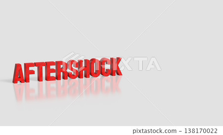 Red Aftershock Text Standing On Clean Background 3d render. Red Aftershock Text Standing On Clean Background 3d render. 138170022