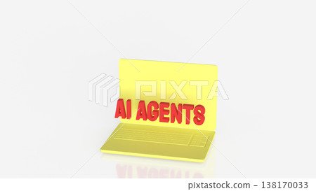 AI Agents Concept On Laptop Screen Minimal Technology Background 3d render. AI Agents Concept On Laptop Screen Minimal Technology Background 3d render. 138170033