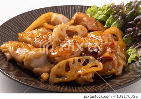 Chicken thigh and lotus root teriyaki Chicken thigh and lotus root teriyaki 138170359