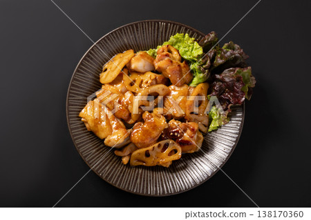 Chicken thigh and lotus root teriyaki Chicken thigh and lotus root teriyaki 138170360