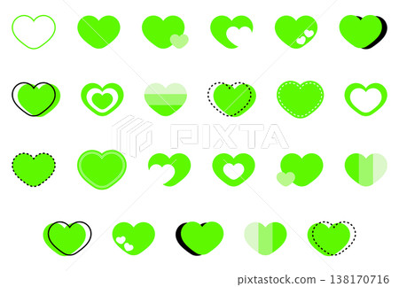 Simple heart mark set yellow-green Simple heart mark set yellow-green 138170716
