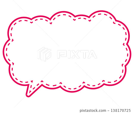 Simple colored line speech bubble, elongated cloud shape 138170725