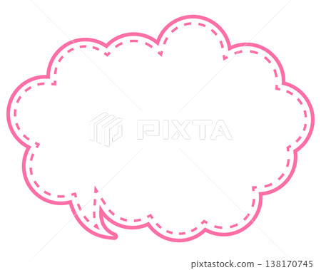 Simple colored line speech bubble with rounded cloud shape Simple colored line speech bubble with rounded cloud shape 138170745