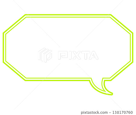 Simple colored line speech bubble, elongated octagon Simple colored line speech bubble, elongated octagon 138170760