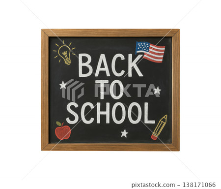 Back to school chalkboard isolated on transparent background 138171066