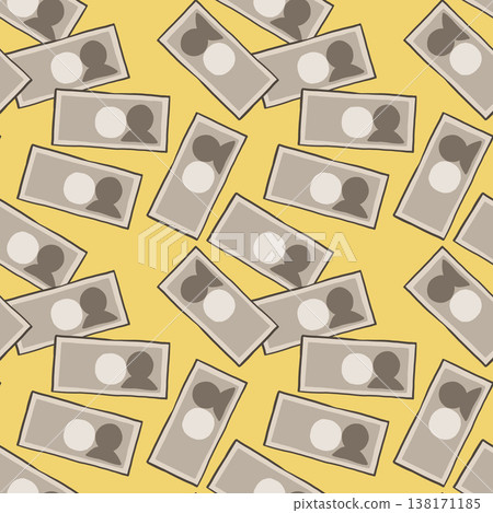 Seamless pattern of banknotes and currency; simple hand-drawn illustrations of money. 138171185