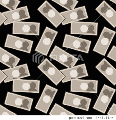 Seamless pattern of banknotes and currency; simple hand-drawn illustrations of money. Seamless pattern of banknotes and currency; simple hand-drawn illustrations of money. 138171186