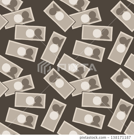 Seamless pattern of banknotes and currency; simple hand-drawn illustrations of money. 138171187