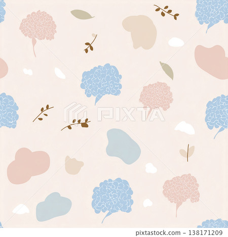 淺色背景上的紫色花卉植物圖案 - 紡織品設計 138171209