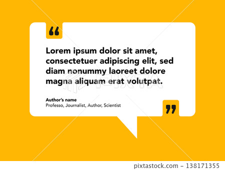 Yellow speech bubble with quotation marks for text, stock illustration. 138171355