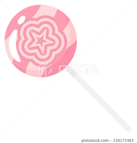 Cute Pink Flower Lollipop Vector Illustration on White Background Cute Pink Flower Lollipop Vector Illustration on White Background 138171463