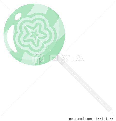 Sweet Green Flower Lollipop Vector Illustration in Flat Style Sweet Green Flower Lollipop Vector Illustration in Flat Style 138171466