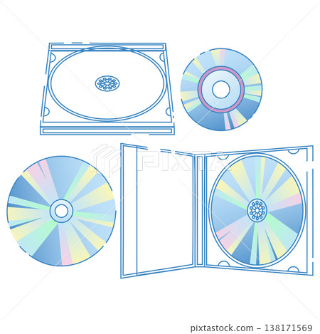 Pastel-colored CD and case set, Heisei retro illustration 138171569