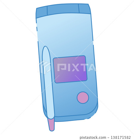 翻蓋手機 (ガラケー) 的簡單向量插圖。 138171582