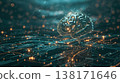 數位電路板上閃閃發光的大腦：人工智慧技術的三維插圖 138171646