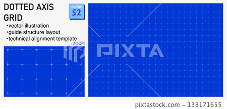 Blueprint grid system dotted axis geometry, zoom detail view. Guide line structure demonstration, engineering Blueprint grid system dotted axis geometry, zoom detail view. Guide line structure demonstration, engineering 138171655