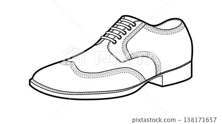 Wingtip brogue oxford mens single shoe line. Perforated leather footwear with classic wingtip detail smart dress style 138171657