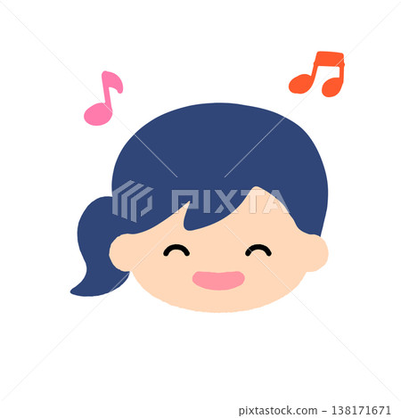 A smiling girl enjoying music - face icon | Cute child illustration, simple and gentle expression material A smiling girl enjoying music - face icon | Cute child illustration, simple and gentle expression material 138171671