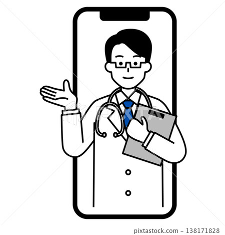 Male doctor conducting online consultations 138171828