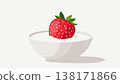 Single ripe strawberry over flat creamy splash simple design bold color minimal detail soft 138171866
