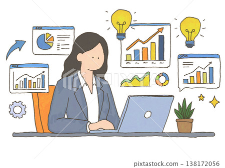 一位女士正在電腦上建立文檔 一位女士正在電腦上建立文檔 138172056
