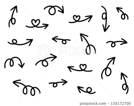 Vector illustration set of hand drawn pointing arrow icons. Direction, hand drawn, simple, arrow 138172700