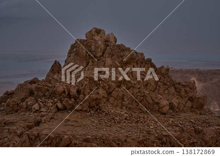 Rock texture background, natural stone surface, abstract cracked desert rocks pattern 138172869