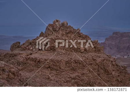 Rock texture background, natural stone surface, abstract cracked desert rocks pattern 138172871