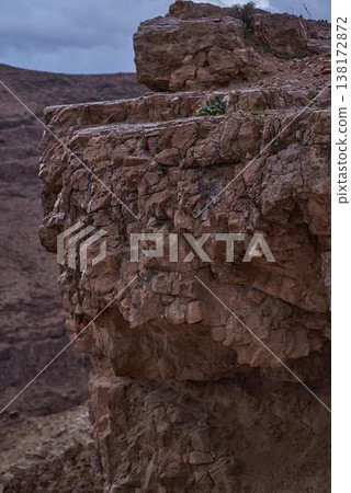 Rock texture background, natural stone surface, abstract cracked desert rocks pattern 138172872