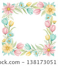 Pastel floral frame transparent background  138173051