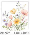 Pastel floral frame transparent background  138173052