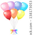 Colorful balloons, rainbow colors, stylish watercolor illustration 138173053