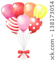 Warm-colored balloons, stylish watercolor illustration 138173054