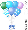 Cool-colored balloons, stylish watercolor illustration 138173055