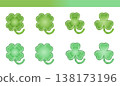 A set of plump, two-colored clovers. 138173196