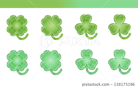 A set of plump, two-colored clovers. A set of plump, two-colored clovers. 138173196