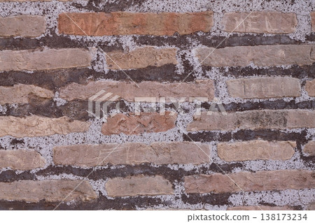 Centuries Old Ancient Brickwork Walls 138173234