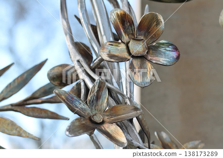 Handcrafted Steel And Bronze Floral Detail Handcrafted Steel And Bronze Floral Detail 138173289