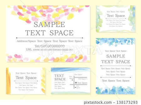 一套5張水彩點描卡片 138173293