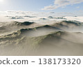 雲海籠罩著起伏的山脈，構成了一幅壯麗的景象。 138173320