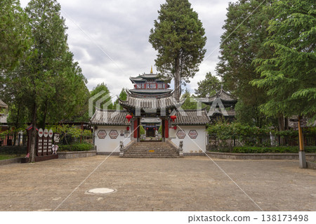 Lijiang, China - April 11, 2024 : Wangu Tower on Lion Hill in Lijiang old town, China on April 11, 2024. Lijiang, China - April 11, 2024 : Wangu Tower on Lion Hill in Lijiang old town, China on April 11, 2024. 138173498