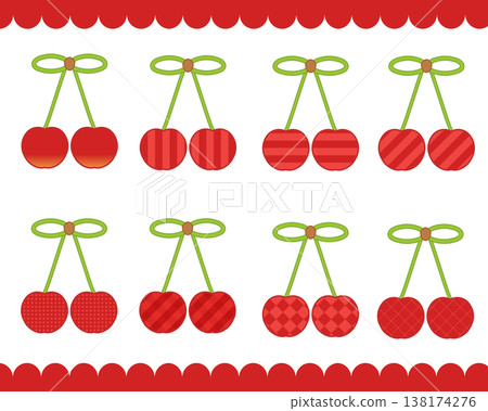 A set of cherries with various patterns A set of cherries with various patterns 138174276
