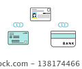 A simple vector illustration showing the linking of My Number Cards with health insurance cards and bank accounts. 138174466