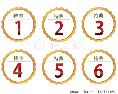 A set of icons for Bonus 1 to Bonus 6. A set of icons for Bonus 1 to Bonus 6. 138174469