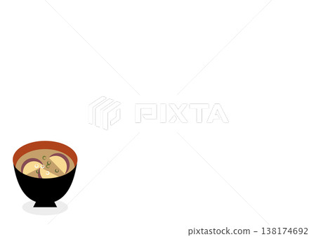 Illustration of sweet potato miso soup, an image of an autumn breakfast, with copy space included. Japanese food ingredients. Illustration of sweet potato miso soup, an image of an autumn breakfast, with copy space included. Japanese food ingredients. 138174692