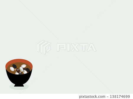 蛤蜊味噌湯的簡單插圖,留有文字空間。日式料理、早餐、背景素材。 蛤蜊味噌湯的簡單插圖,留有文字空間。日式料理、早餐、背景素材。 138174699