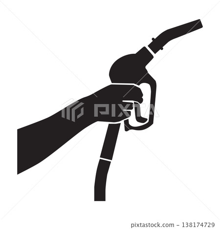black illustrations of a gas pump nozzle 138174729