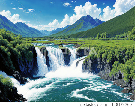 大自然深處瀑布的壯麗美景 138174760