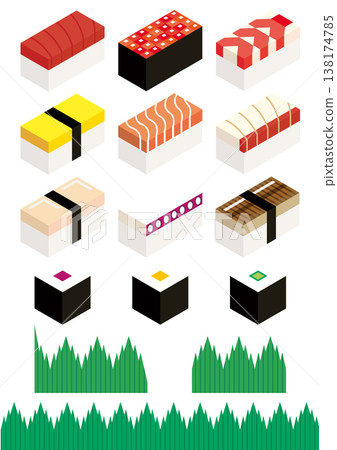 等距設計的壽司套裝 138174785