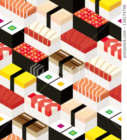 Sushi in isometric design (seamless design) Sushi in isometric design (seamless design) 138174786